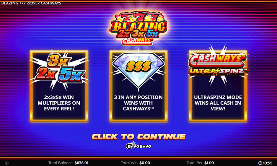Blazing 777 2x 3x 5x Cash Ways carousel image 0